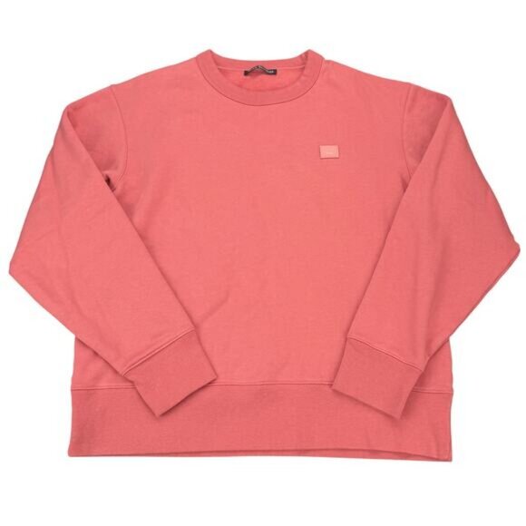 ACNE STUDIOS Fairview Face Sweatshirt Fleece Lined Salmon Pink Unisex Size Large - Picture 2 of 7